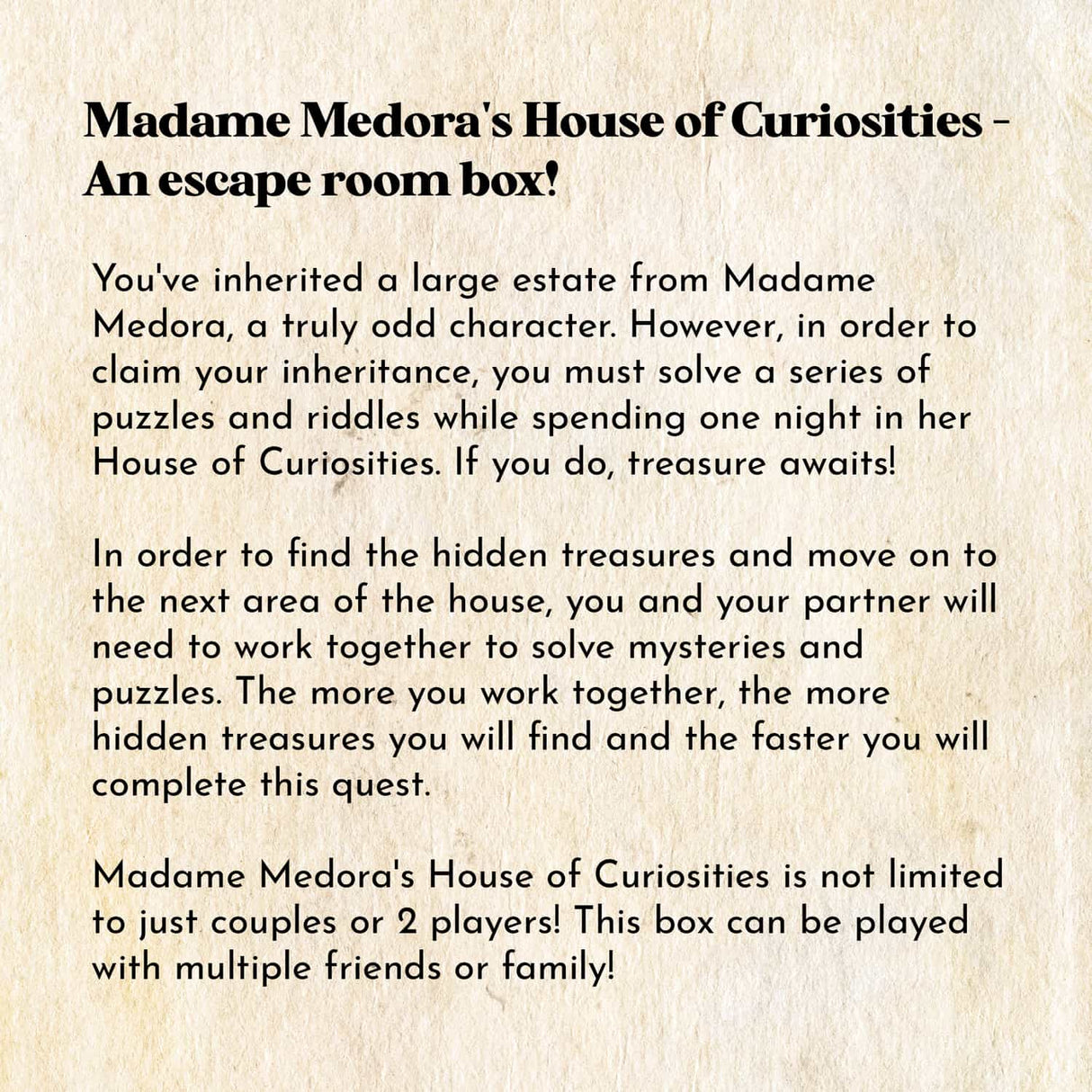 Madame Medora's House of Curiosities (Escape Room Box) by Crated with Love