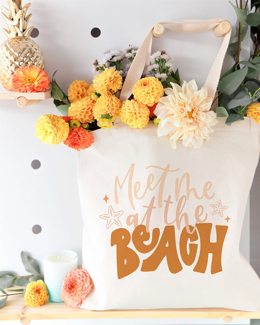 Meet Me At The Beach Cotton Canvas Tote Bag by The Cotton & Canvas Co.