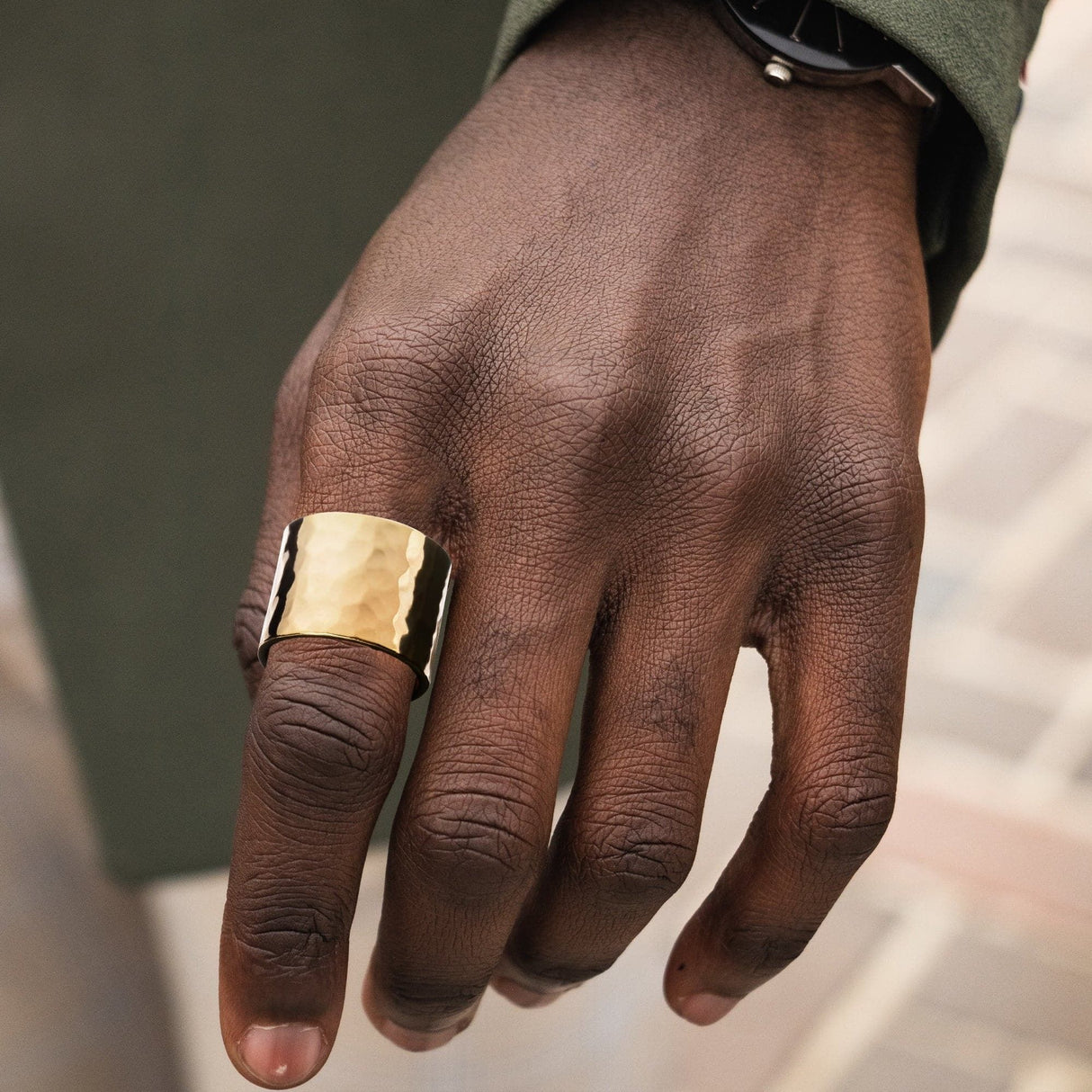 Men's Hammered Wide Ring by eklexic jewelry