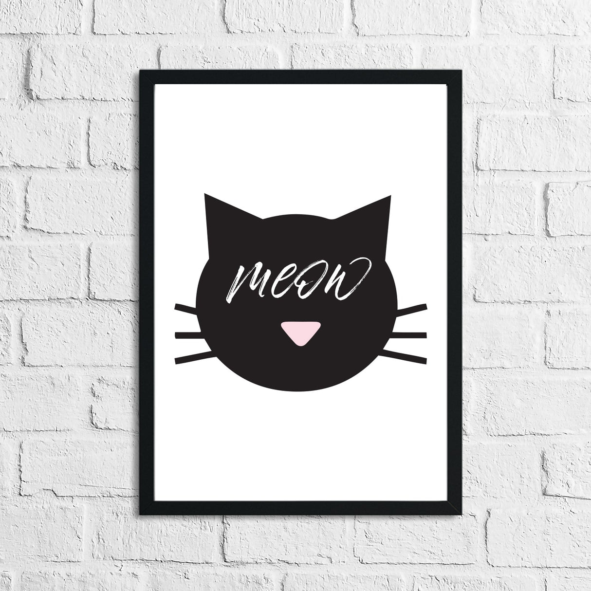 Meow Cat Face Animal Wall Decor Simple Print by WinsterCreations™ Official Store