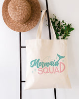 Mermaid Squad Cotton Canvas Tote Bag by The Cotton & Canvas Co.