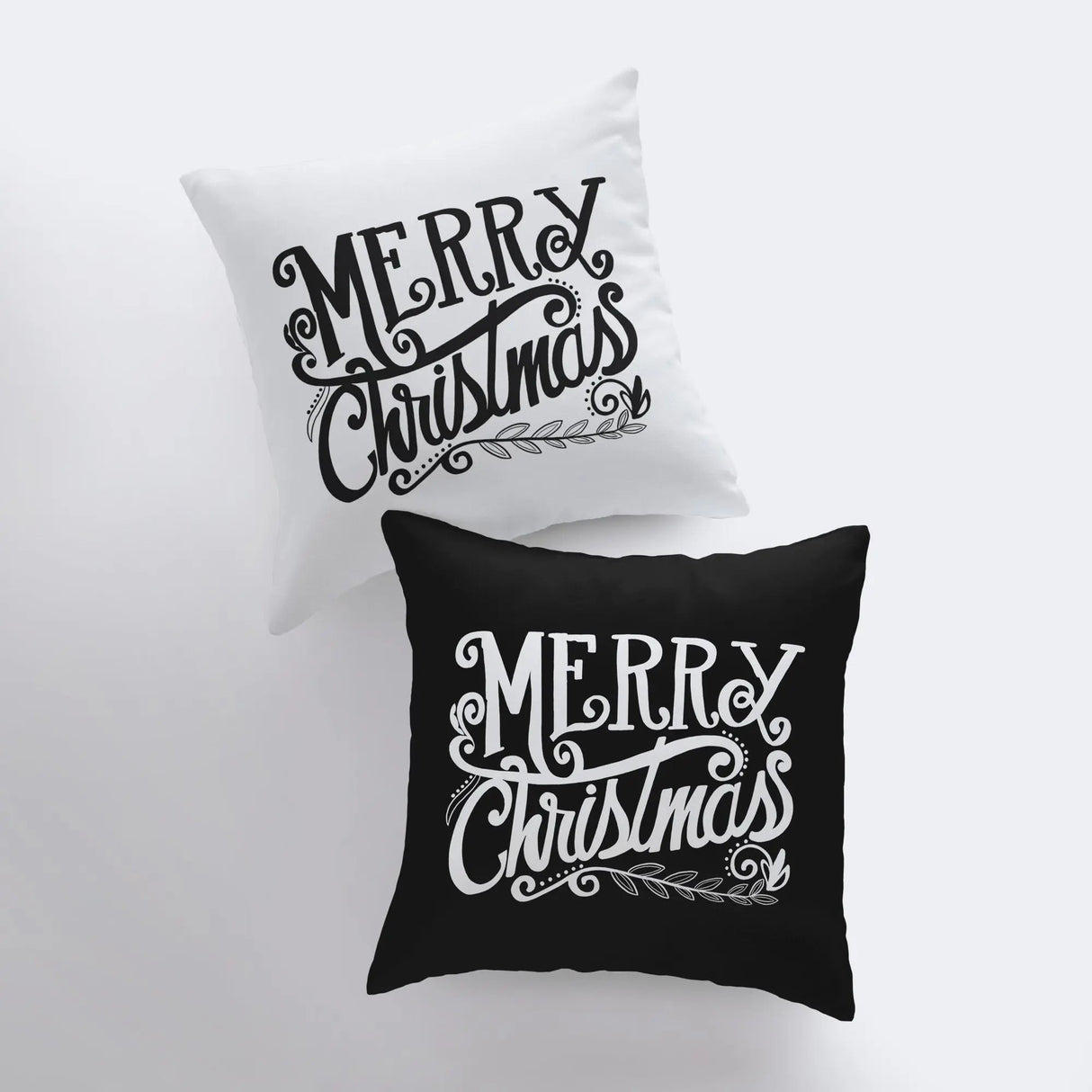 Merry Christmas | Black and White | Throw Pillow | Christmas Pillow | Home Decor | Christmas Pillowcases | Christmas tree | Christmas Gifts by UniikPillows