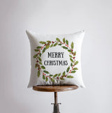 Merry Christmas | Wreath | Pillow Cover | Christmas Pillow | Christmas Decor | Throw Pillow | Home Decor | Decorative Pillows for Couch | Sofa Pillow by UniikPillows