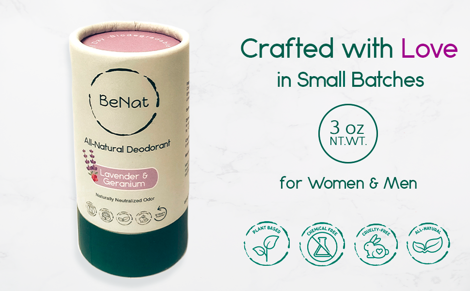 2-Pack All-Natural, Plastic-Free Deodorants by BeNat