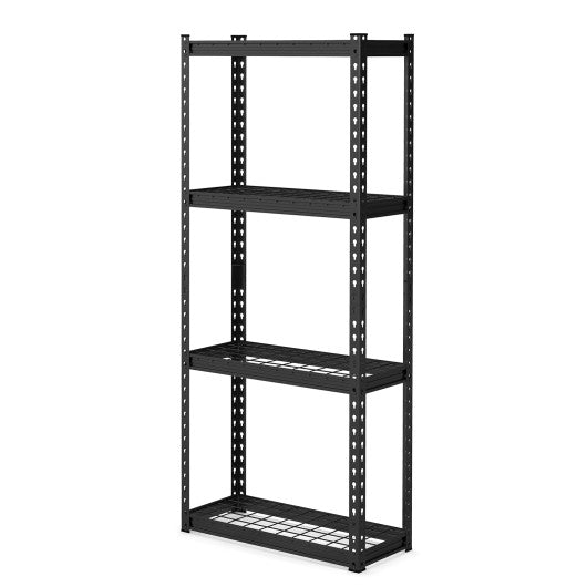 4-Tier Metal Shelving Unit with Anti-slip Foot Pad and Anti-tipping Device-Black