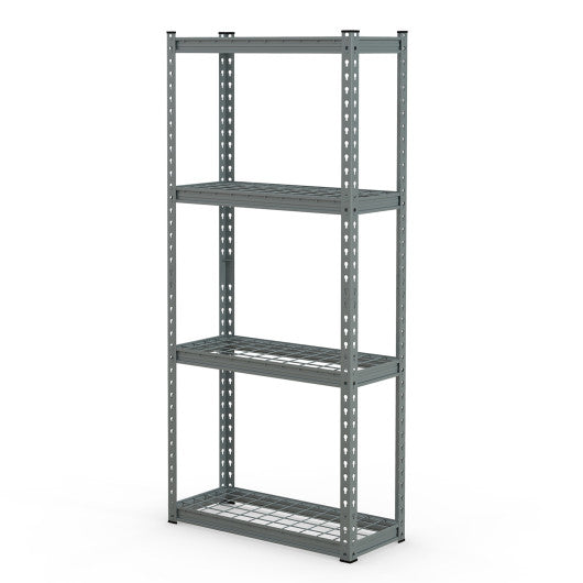 4-Tier Metal Shelving Unit with Anti-slip Foot Pad and Anti-tipping Device-Gray