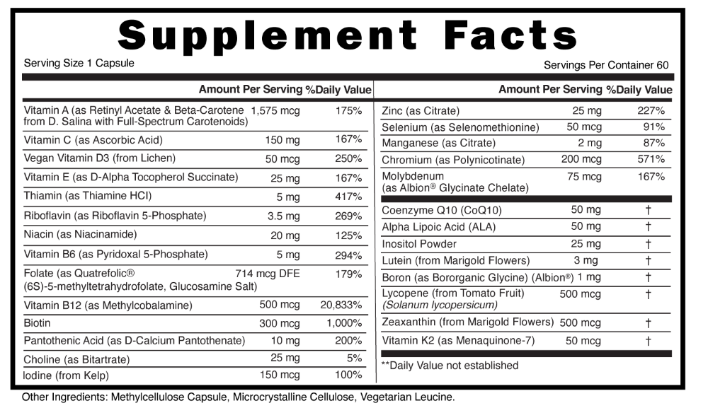 Wild Methylated Whole Food Multivitamin for Men and Women Iron-Free by Wild Foods