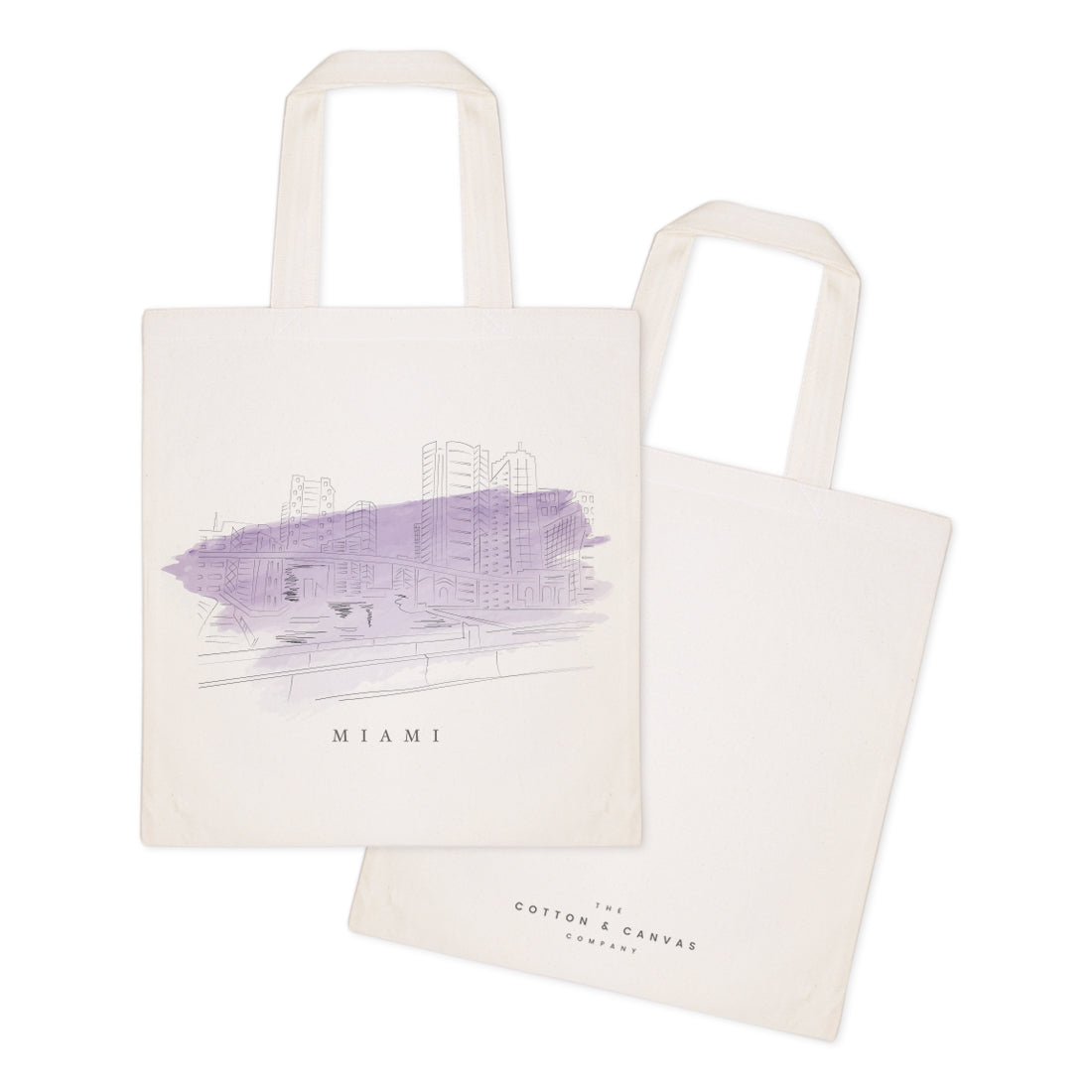 Miami Cityscape Cotton Canvas Tote Bag by The Cotton & Canvas Co.