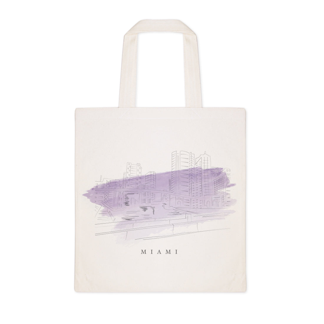 Miami Cityscape Cotton Canvas Tote Bag by The Cotton & Canvas Co.