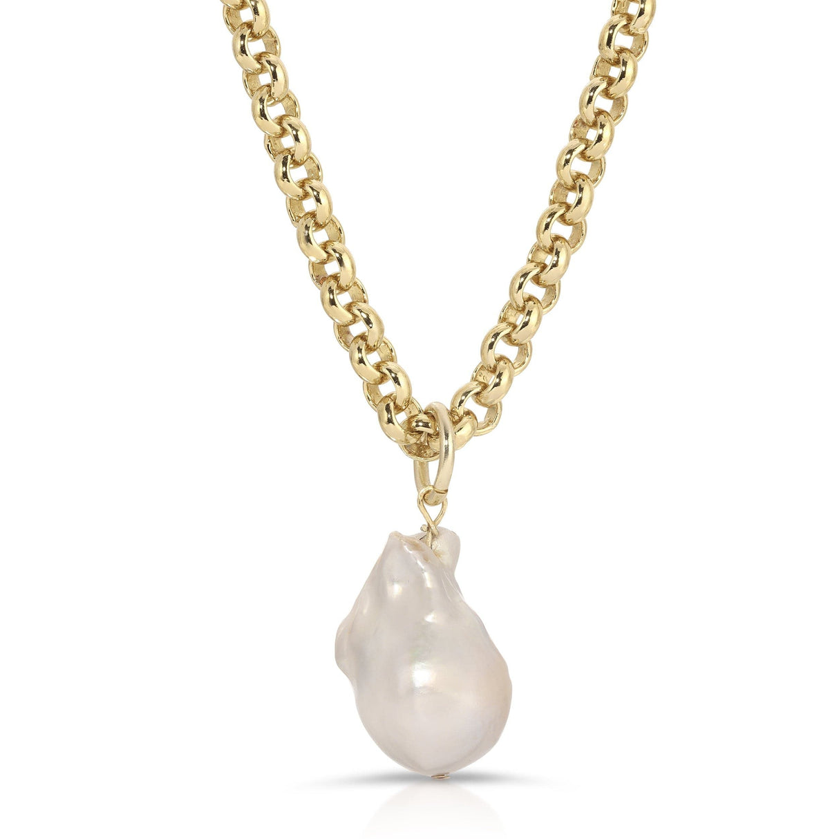 Micro Royal Chain with XL Baroque Pearl Pendant Necklace by eklexic jewelry