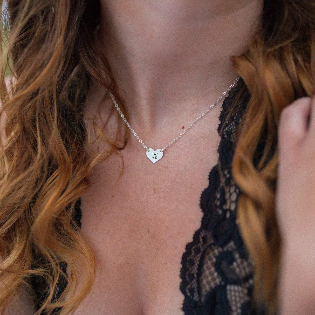 Middle Finger Heart Necklace with Crystal Accents by Salt and Sparkle