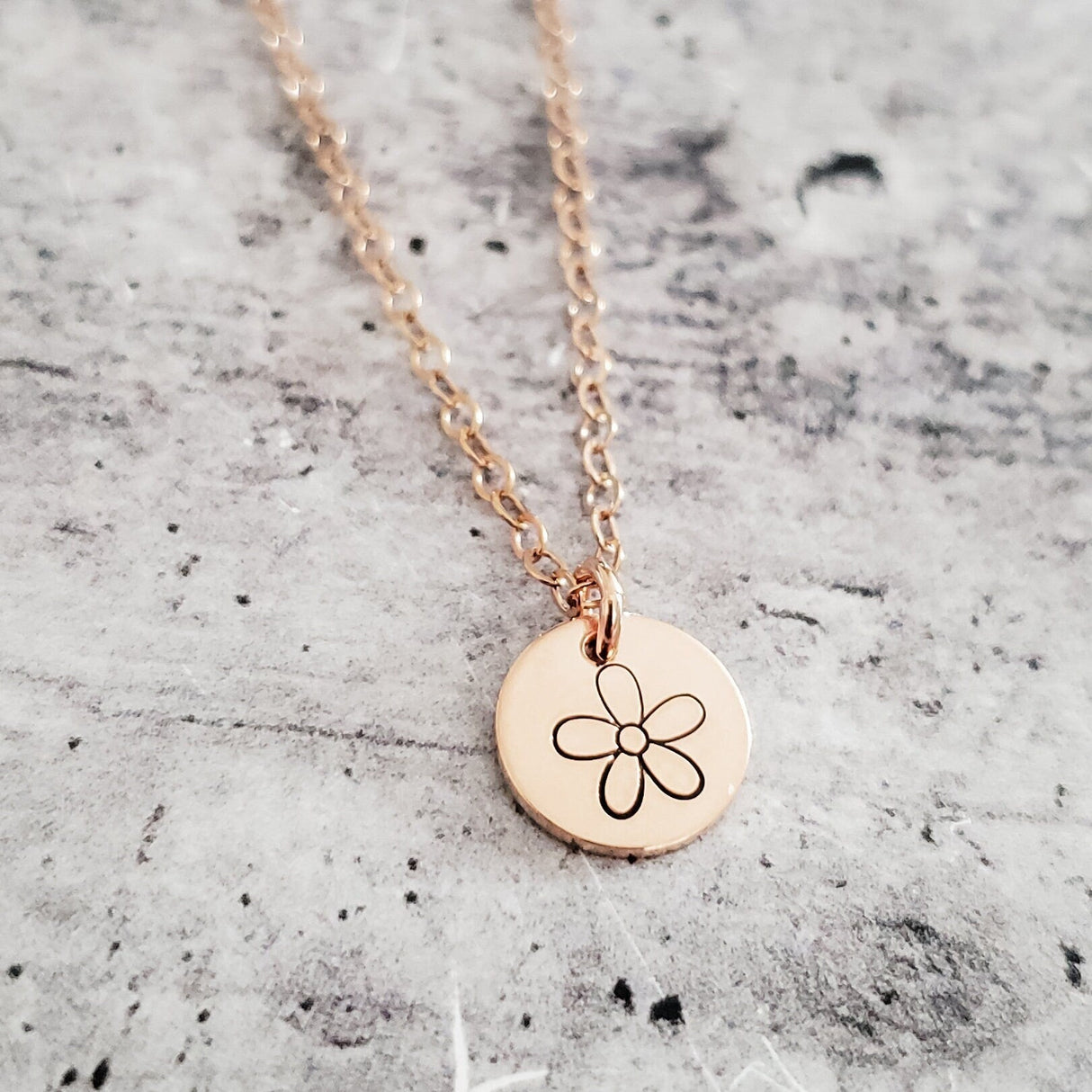 Minimalist Daisy Charm Necklace by Salt and Sparkle