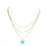 Heart Pendant Triple Layered Necklace by Madeline Love