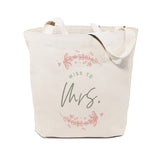 Floral Miss to Mrs. Wedding Cotton Canvas Tote Bag by The Cotton & Canvas Co.