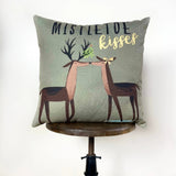 Mistletoe Kisses | Reindeer | Throw Pillow Cover | Rustic Decor | Primitive Christmas Decor Rustic Christmas Decor Home Decor Christmas by UniikPillows