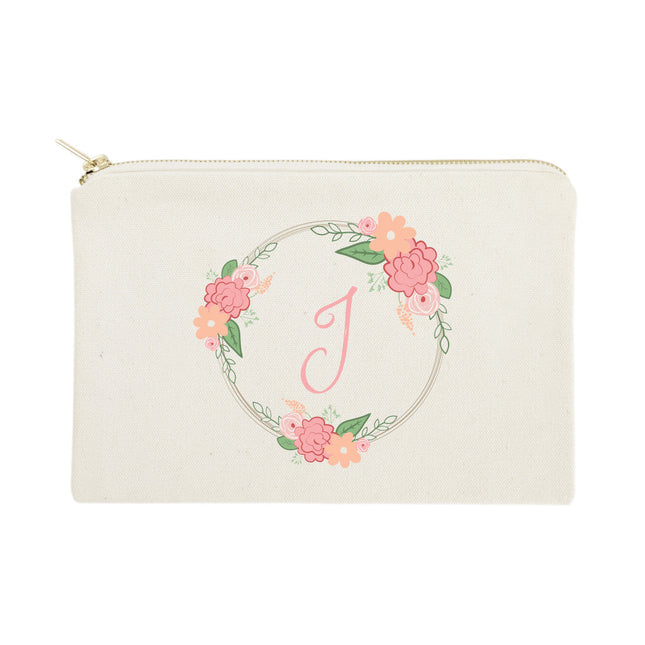 Personalized Color Monogram Floral Cosmetic Bag and Travel Make Up Pouch by The Cotton & Canvas Co.