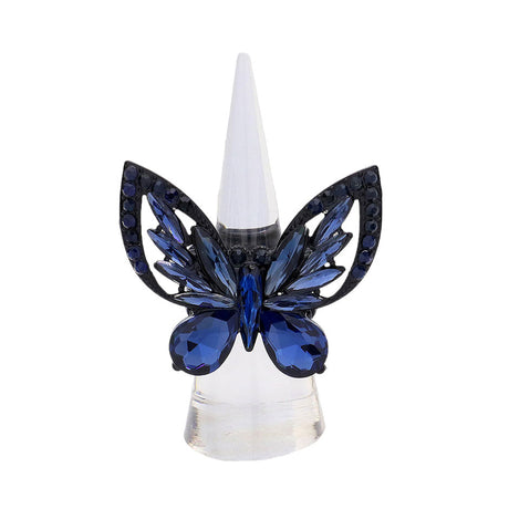 Multi Stone Embellished Butterfly Stretch Ring by Madeline Love