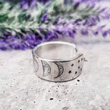 Moon Phases Celestial Silver Ring by Salt and Sparkle