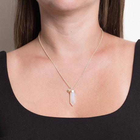 Rainbow Moonstone Crystal Point Necklace by Tiny Rituals