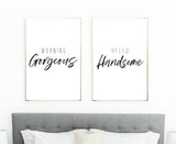 Morning Gorgeous Morning Handsome Couple Black Set Of 2 Bedroom Prints by WinsterCreations™ Official Store