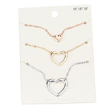 3PCS  Metal Heart Pendant Necklaces by Madeline Love