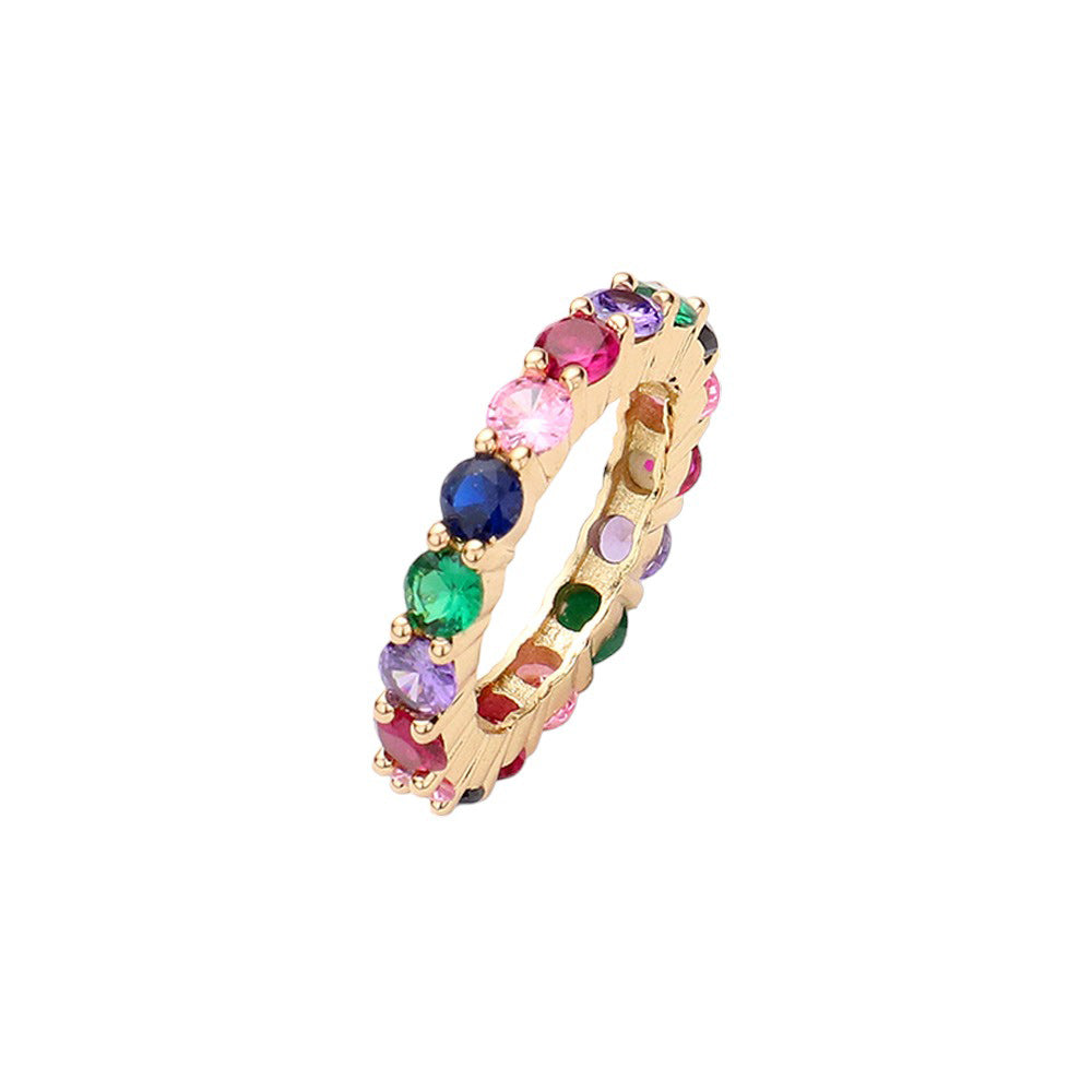 CZ Round Accented Band Ring by Madeline Love