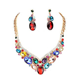 Oval Glass Crystal Evening Necklace by Madeline Love