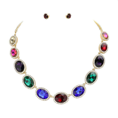 Oval Stone Link Evening Necklace by Madeline Love