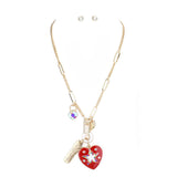 Rhinestone SafetyPin Love Star Enamel Heart Pendant Necklace by Madeline Love