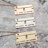 My Body My Choice Razor Blade Necklace by Salt and Sparkle