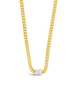 Curb Chain Necklace with Stationed CZ by Sterling Forever