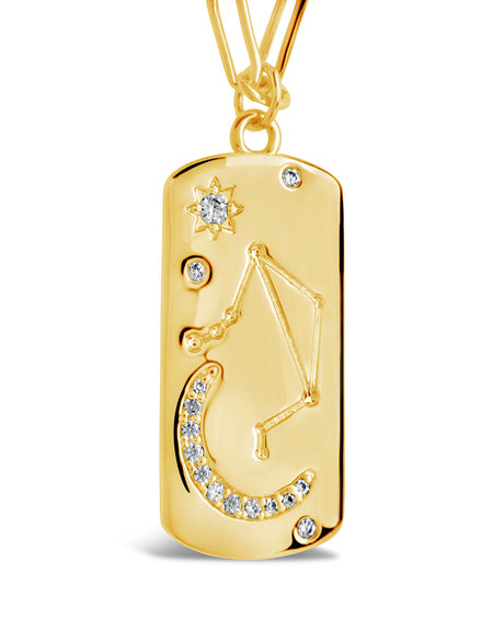 CZ Constellation Dog Tag Pendant Necklace by Sterling Forever