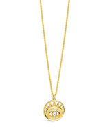 Mahana CZ Evil Eye Disk Necklace by Sterling Forever