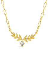 Sicily CZ Leaf Necklace by Sterling Forever