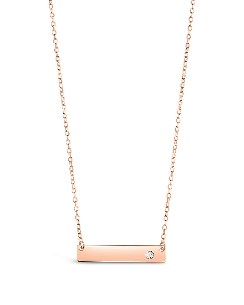 Sterling Silver CZ Studded Mini Bar Necklace by Sterling Forever