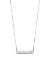 Sterling Silver CZ Studded Mini Bar Necklace by Sterling Forever