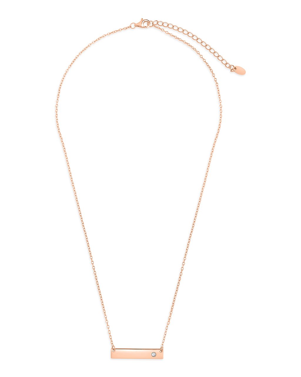 Sterling Silver CZ Studded Mini Bar Necklace by Sterling Forever