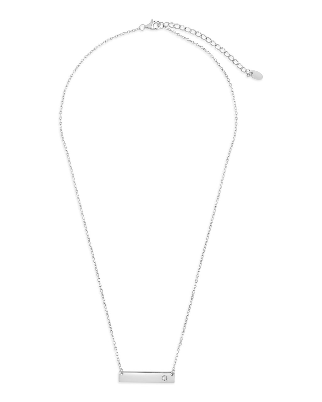 Sterling Silver CZ Studded Mini Bar Necklace by Sterling Forever