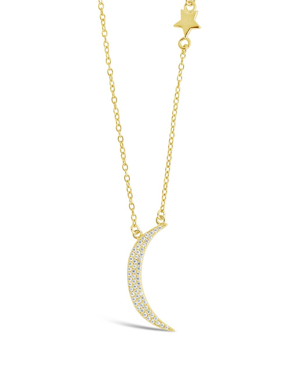 Sterling Silver CZ Moon with Star Charm Necklace by Sterling Forever