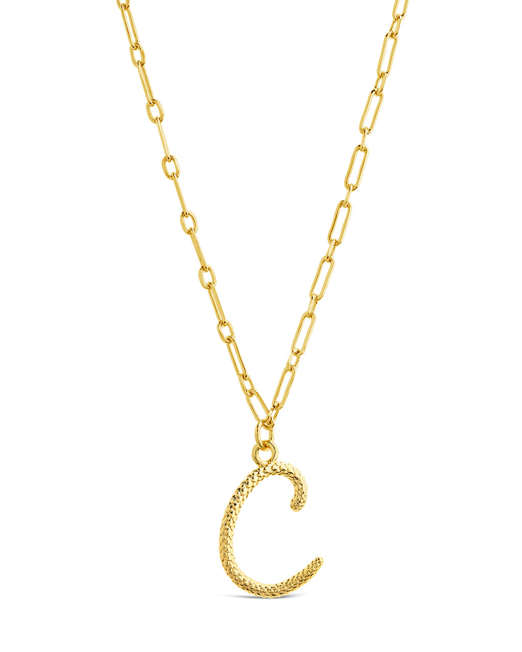 Textured Initial Charm Pendant Necklace by Sterling Forever