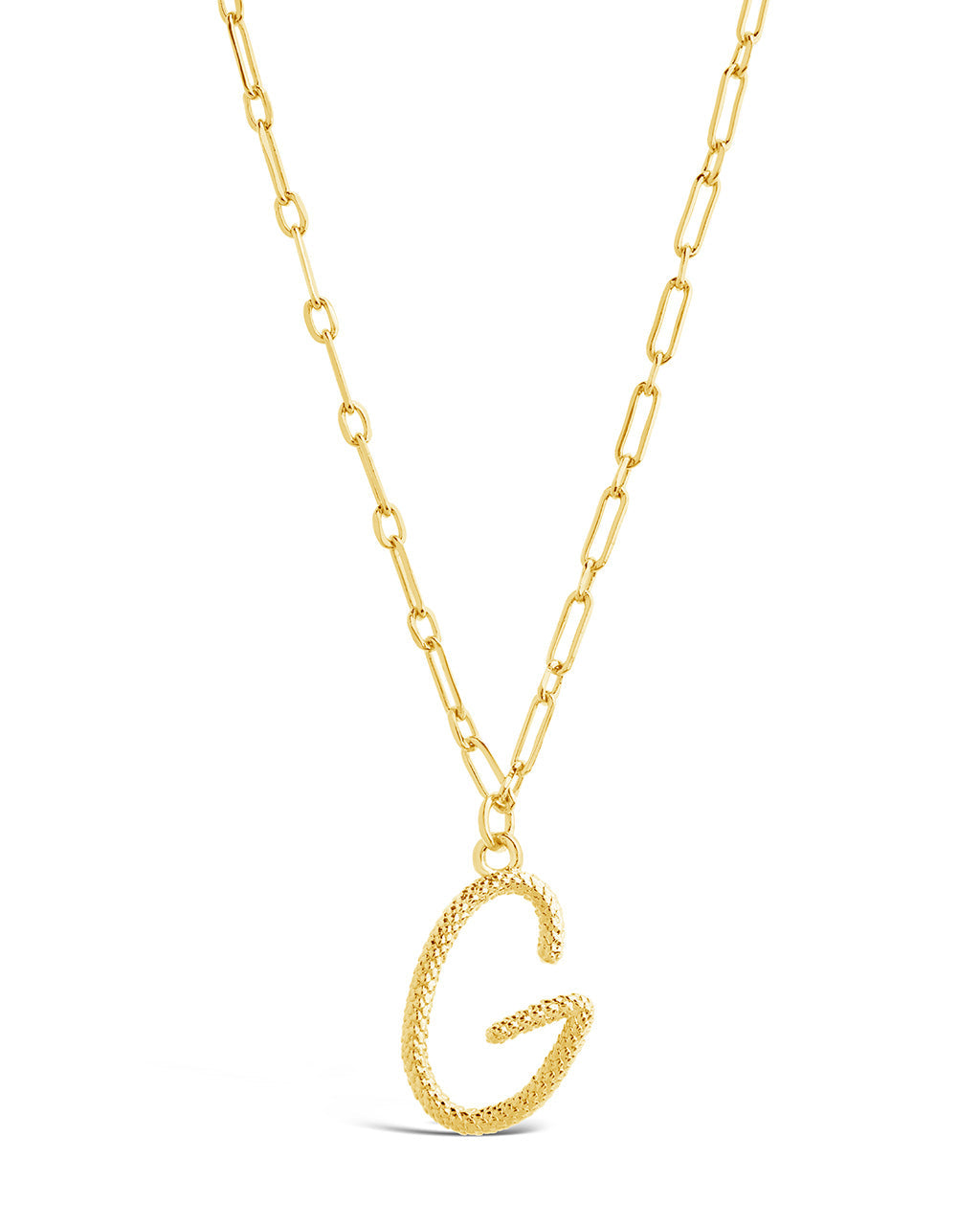 Textured Initial Charm Pendant Necklace by Sterling Forever