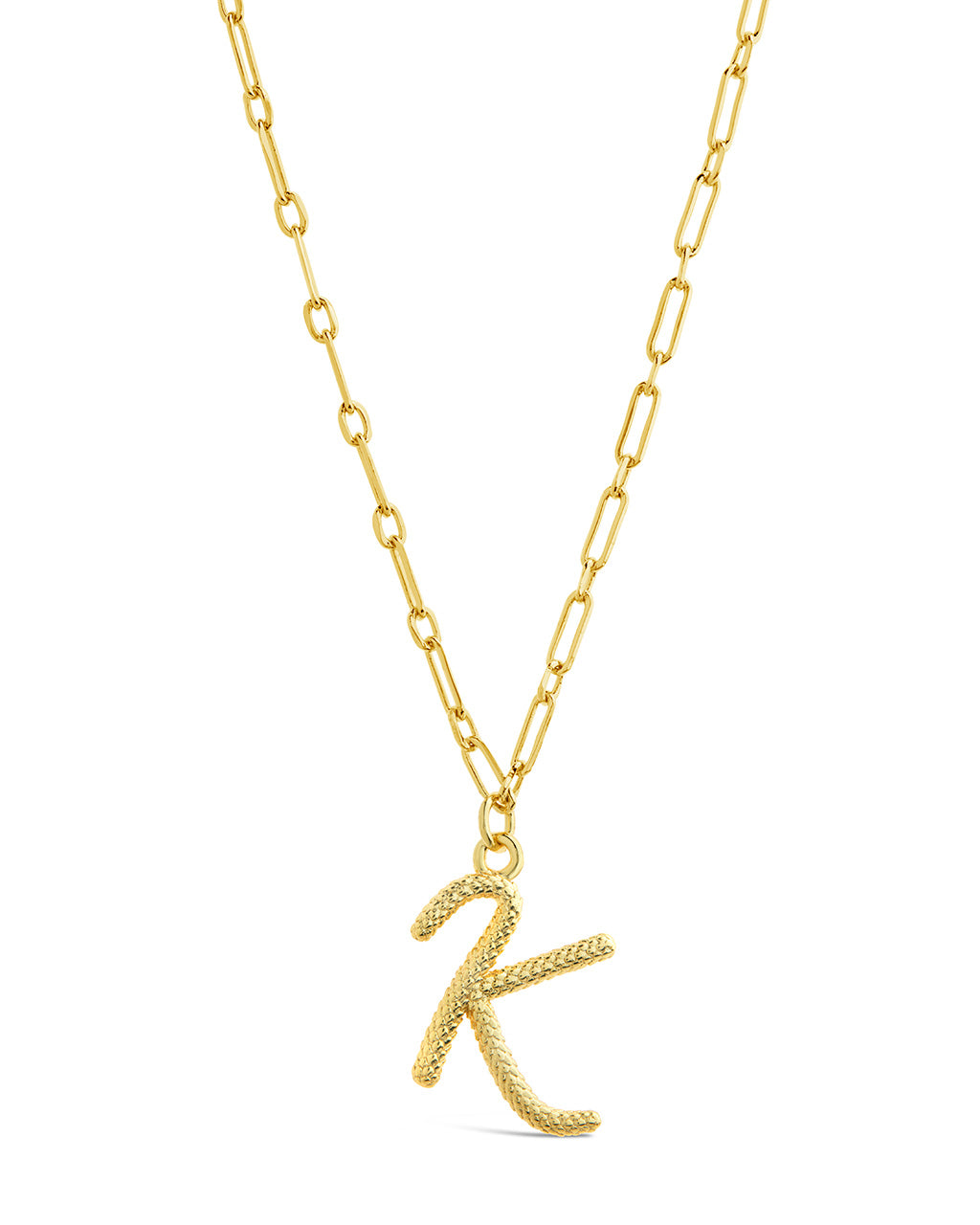 Textured Initial Charm Pendant Necklace by Sterling Forever