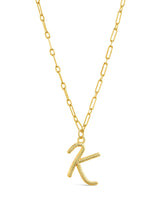 Textured Initial Charm Pendant Necklace by Sterling Forever