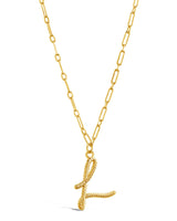 Textured Initial Charm Pendant Necklace by Sterling Forever