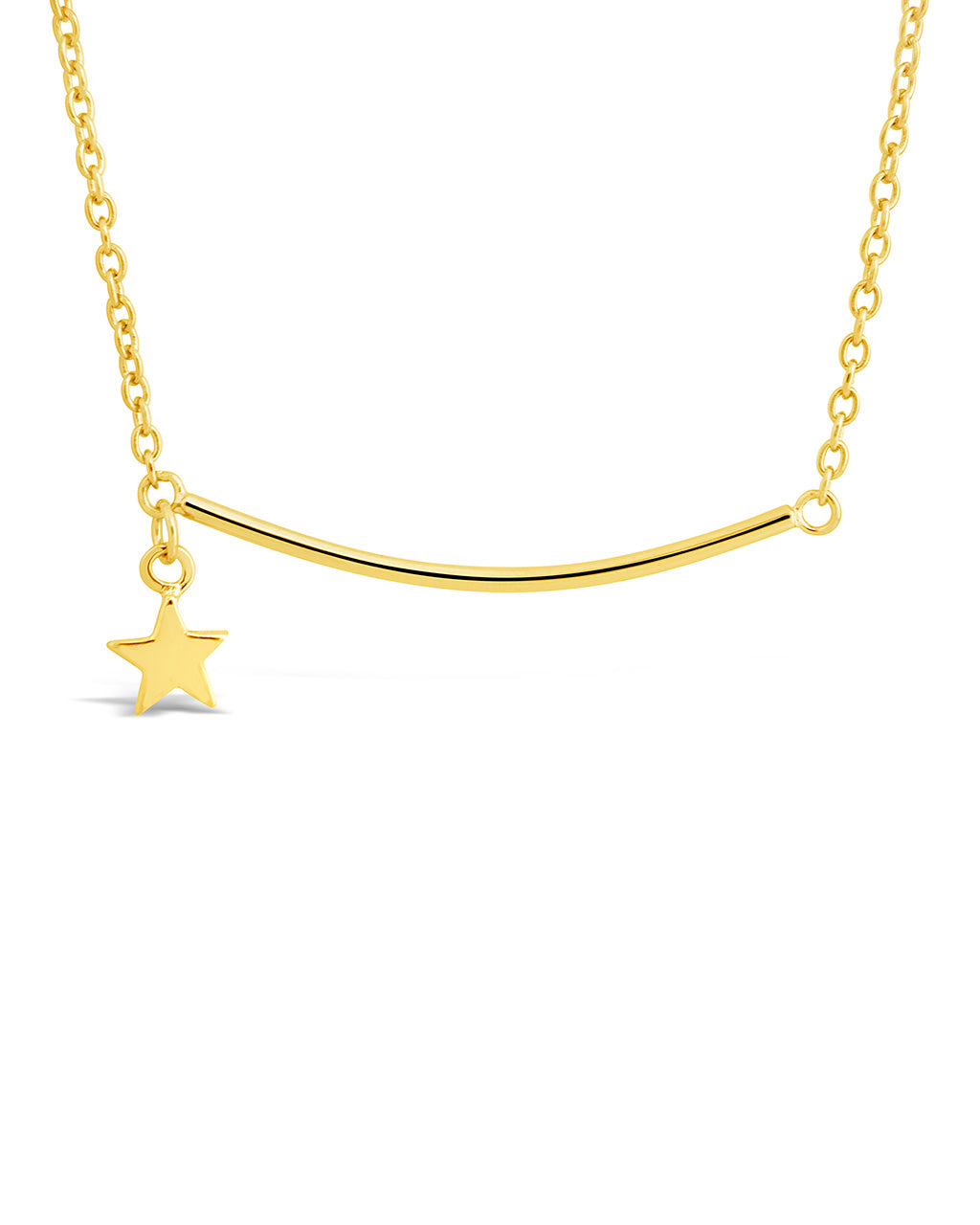 Sterling Silver Polished Bar & Star Drop Necklace by Sterling Forever