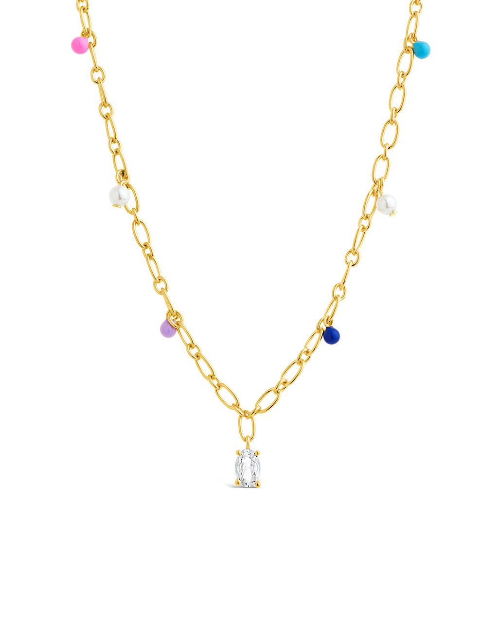 Ula CZ & Enamel Charm Necklace by Sterling Forever