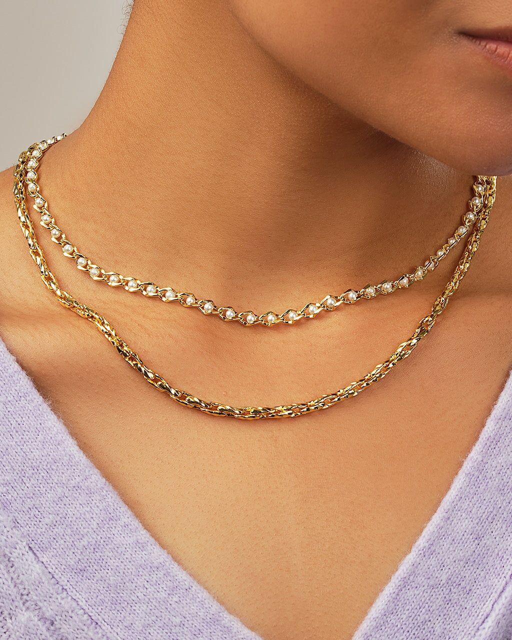 Amedea Pearl & Chain Layered Necklace by Sterling Forever