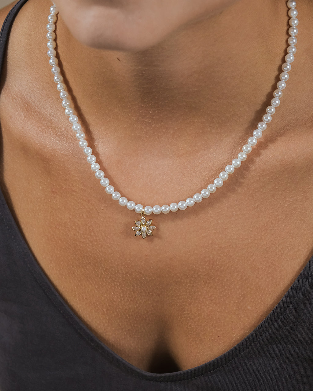 Esti CZ Beaded Pearl Necklace by Sterling Forever