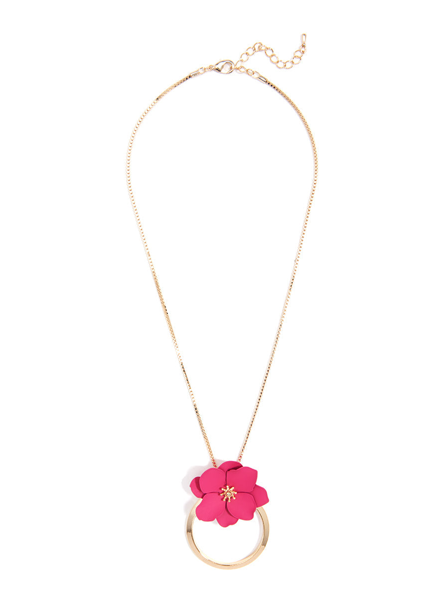 Flower And Ring Pendant Necklace by ZENZII