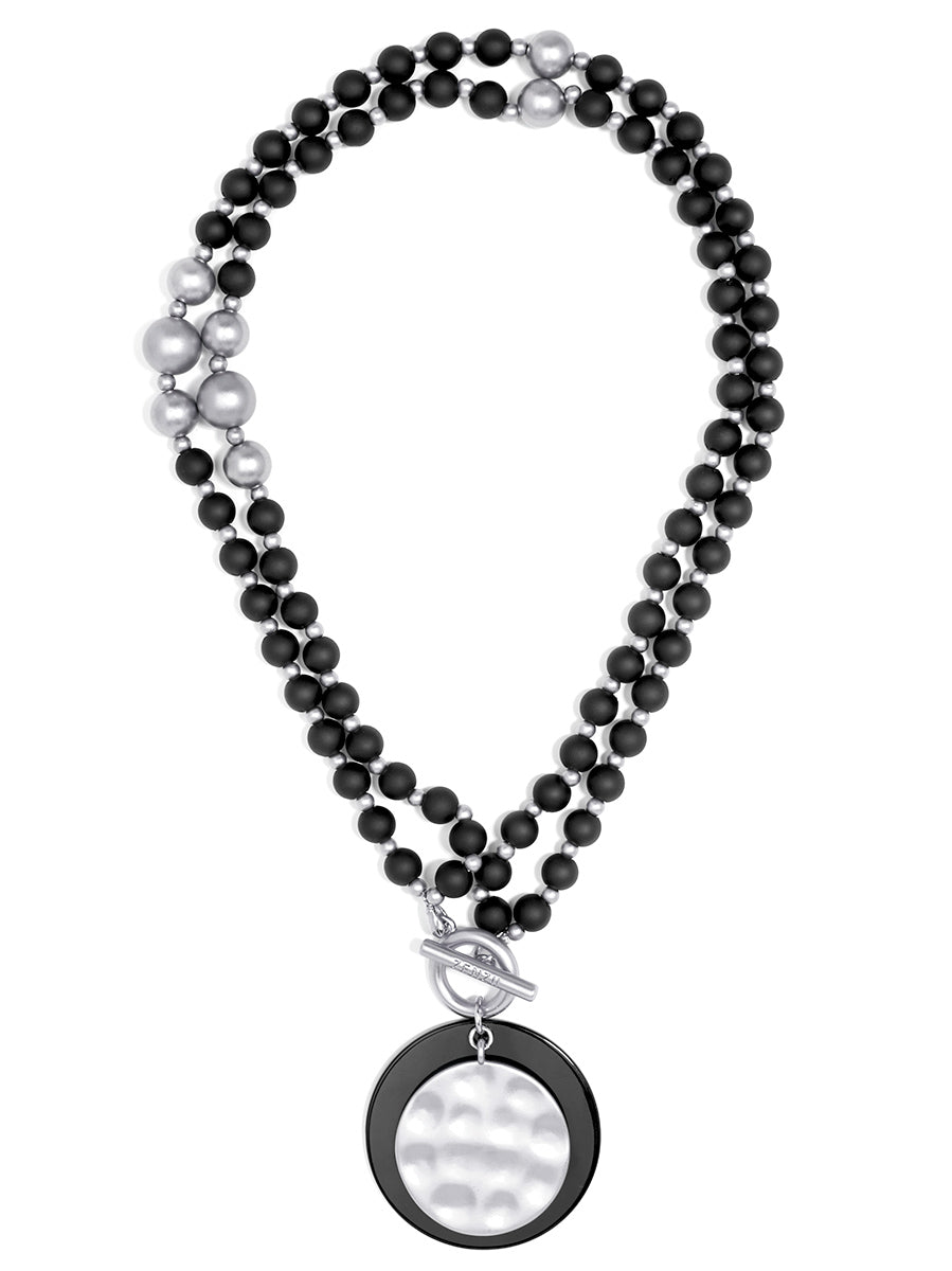 Resin And Matte Coin Beaded Long Necklace by ZENZII